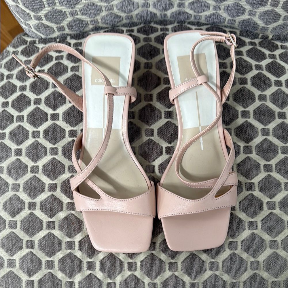 Dolce Vita Blush Pink Strappy Square-Toe Heels